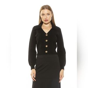 ALEXIA ADMOR HAZEL CARDIGAN  BLACK SZ XL